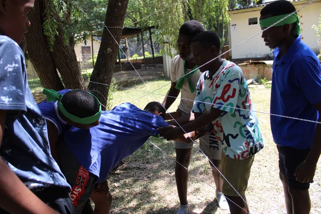 Team building activity at camp